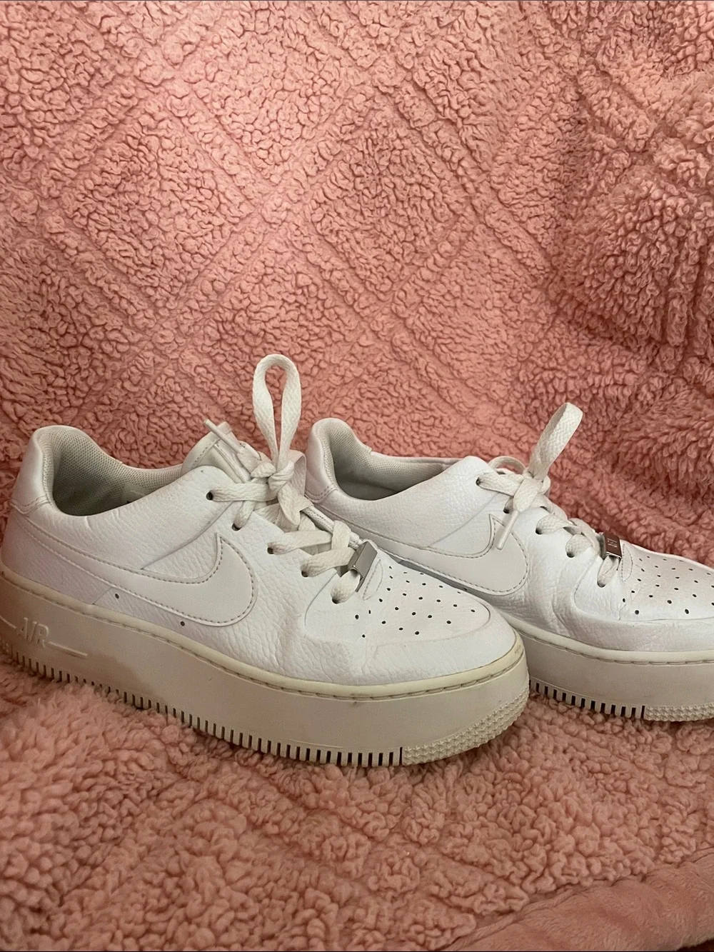 Nike Air Force 1 White Platform Leather Sneakers